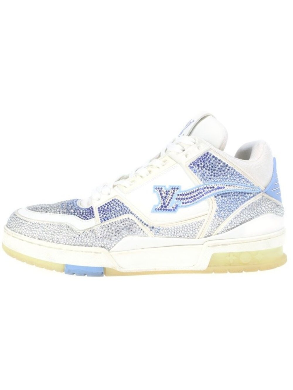 Louis Vuitton 50 Leg Limited LV Trainer Swarovski High-Top Sneakers Blue White